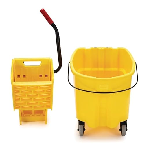 HealSmart 36-Quart Commercial Mop Bucket with Side-Press Wringer & Wheels – Multi-Functional Storage, High Efficiency Dehydration, Anti-Splash Design for Floor Cleaning in Offices, Malls, Yellow