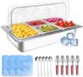 Countertop Ice Food Serving Display Tray with 5 Pan, Salad Bar Buffet Station for Home, Cold Food Buffet Server, Pizza Topping Station, Cold Buffet Table Serving Station for Party by Enkreefi