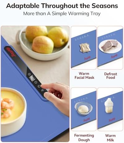 Laudlife Electric Warming Mat for Food, Roll-Up Silicone Heating Pad with 7 Adjustable Tempmaster Levels, Foldable Warming Tray for Countertop,Buffet Party, Kitchen & Home, Child Lock, Dark Bule - Image 5