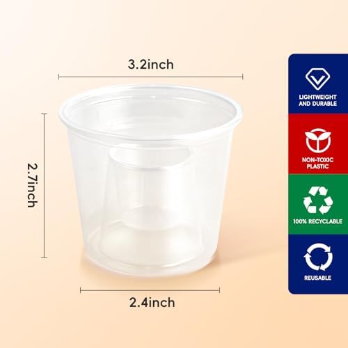 JOLLY CHEF 60 Disposable Bomber Cups, 4oz Clear Plastic Shot Glasses - Image 2