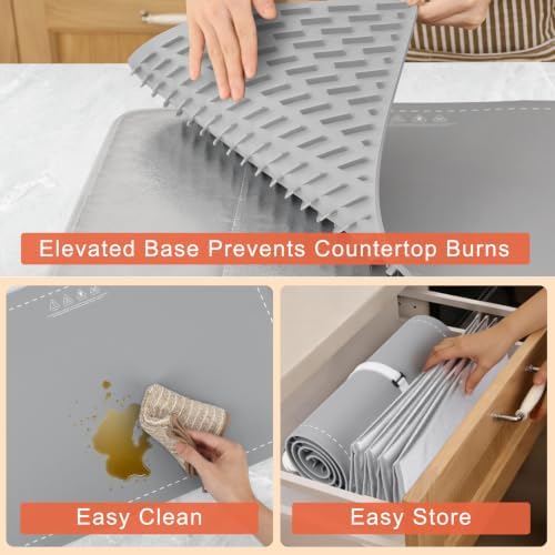 FYY Extra Long Warming Mat for Food with Heat Resistant Pad, Prevent Countertop Cracks, Rapid and Full Surface Heating, 7 Temp Settings, 6H Timer, Rollable Portable Food Warmer, Grey (45x15 inch) - Image 7
