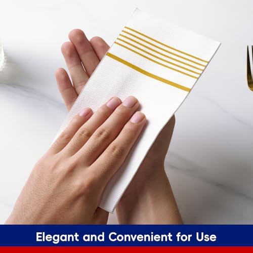 400 Paper Dinner Napkins, 2 Ply Gold and White Guest Hand Towels for Party - Image 7