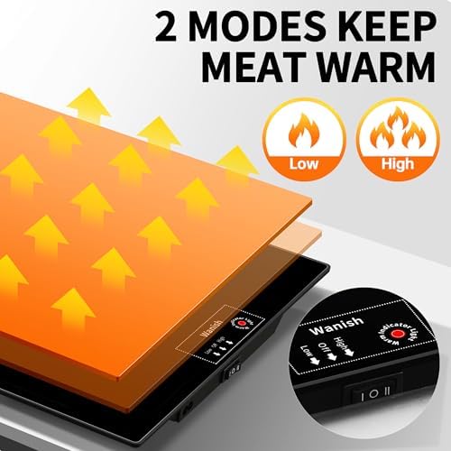 Electric Warming Tray,L 22"x14",Tempered Glass Warming Mat for Food,Black - Image 6