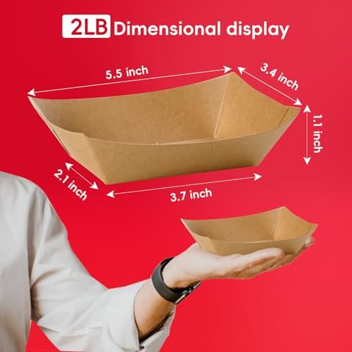 JOLLY CHEF 2lb Paper Food Tray 1000 Pack Disposable Paper Boat Serving Boat - Image 2