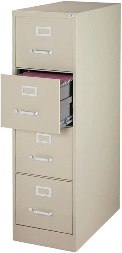 Scranton & Co 26.5" D Metal 4-Drawer Letter Width Vertical Filing Cabinet - Beige