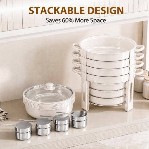 6QT White Chafing Dishes for Buffet, 4-Pack Round Chafers Sets - Image 5