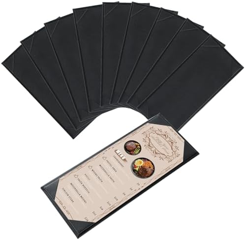 Menu Covers 4.25 x 11", 10 Pcs 1 View Leather Restaurant Menu Holders by FL