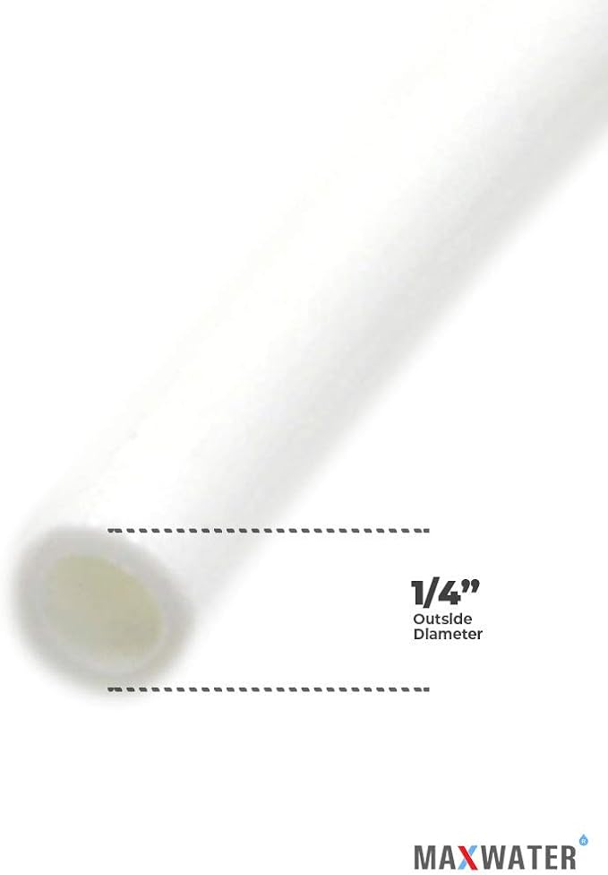 Max Water 1/4" OD 50 Feet Yellow LLDPE NSF-Certified Tubing for Water Filtration Systems and Appliances