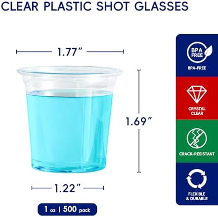 JOLLY CHEF 500 Pack Plastic Shot Glasses 1 oz Clear Disposable Jelly Cups - Image 2