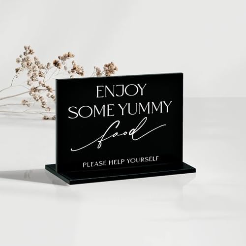 10 Pack Black Rectangle Acrylic Signs With Stand, 3.5x2.7 Inch Blank Black Acrylic Sign with Base, DIY Buffet Food Table Sign Place Cards for Wedding Party Event by JINMURY