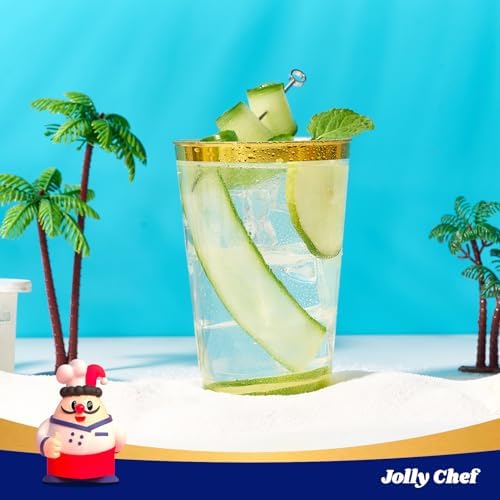 JOLLY CHEF 200 Pack Gold Plastic Cups, 12 oz Disposable Party Cups - Image 4