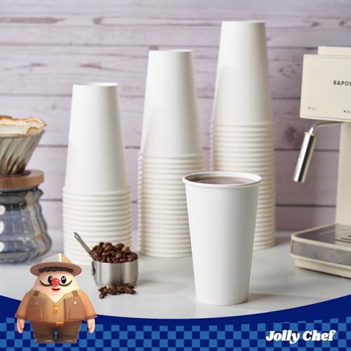 JOLLY CHEF 16 oz Paper Coffee Cups, White Drinking Paper Cups 180 Count - Image 4