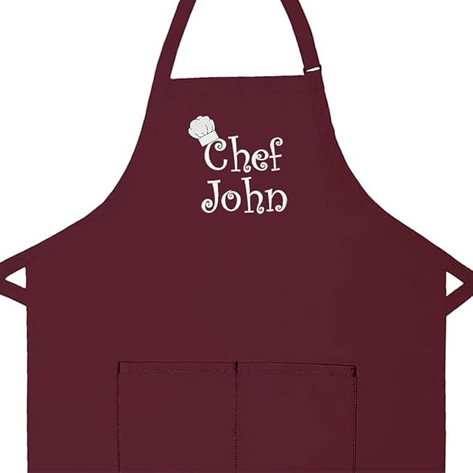 Made in the USA Personalized Embroidered Premium Adult Apron for Men Women Fathers Mothers Day Kitchen BBQ Grilling Gift
