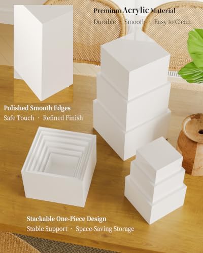 6PCS Acrylic Buffet Risers with 6 Dry Erase Signs and 2 Markers - Image 6