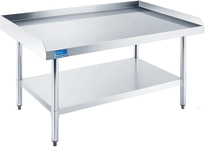 Stainless Steel Equipment Grill Stand with Adjustable Undershelf | Heavy Duty 18-Gauge Top | NSF Certified for Commercial Kitchen & Utility Use (24" x 48")