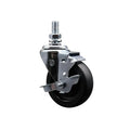 Service Caster Brand Replacement Caster for Uline Caster H-7450SWB - Swivel Threaded Stem Caster with 4 Inch Polyolefin Wheel with Top Lock Brake and 1/2 Inch Stem - Fits Carts and Racks H-1546