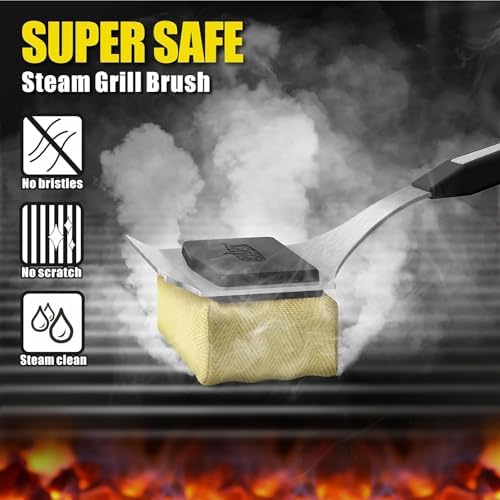 GRILLART Grill Brush Bristle Free, Replaceable BBQ Cleaning Head (No Handle), Safe Replacement Cleaning Pad for Cast Iron/Stainless-Steel Grates - Black - Image 5