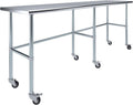 Stainless Steel Work Table Open Base & Wheels | Work Station | Metal Work Bench (Stainless Steel Work Table Open Base + Casters) (84" Long x 18" Deep)