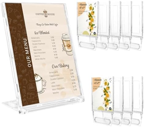 10 Pack 5x7 Inch Sign Holder Vertical, Double-Sided Usage with Swivel Base for Table Display, for Office, Store, Restaurant, Retail Counters, for Menu, Message Board, Note by Unknown