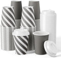 JOLLY CHEF 100 Pack 12 oz Paper Coffee Cups with Lids Disposable Paper Cups by JOLLYCHEF