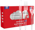 300 Clear Plastic Silverware, Cutlery Set 100 Forks, 100 Spoons, 100 Knives by JOLLYCHEF