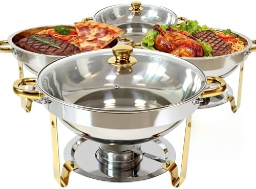 6QT Chafing Dishes Buffet, Food Warmers for Parties with Glass Lid, 4 Pack by Unknown