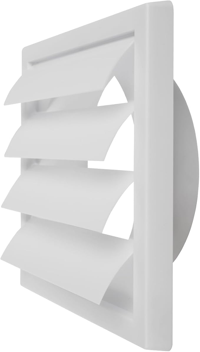 Repa Market 6 Inch Vent Cover - White Plastic Shutter Wall Vent Cover - Louvered Vent Cover for Outdoor - Hood Vent, Exhaust Vent for Bathroom, Kitchen, House HVAC Air Duct Vent Cover Outside