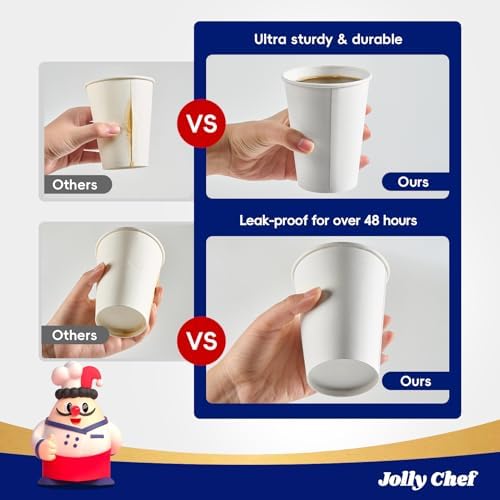 JOLLY CHEF 500 Pack Disposable Plastic White Lids 3.6'' for 10, 12, 16, 20 oz Paper Coffee Cups, 1000 Pack Paper Coffee Cups 12 oz - Image 3