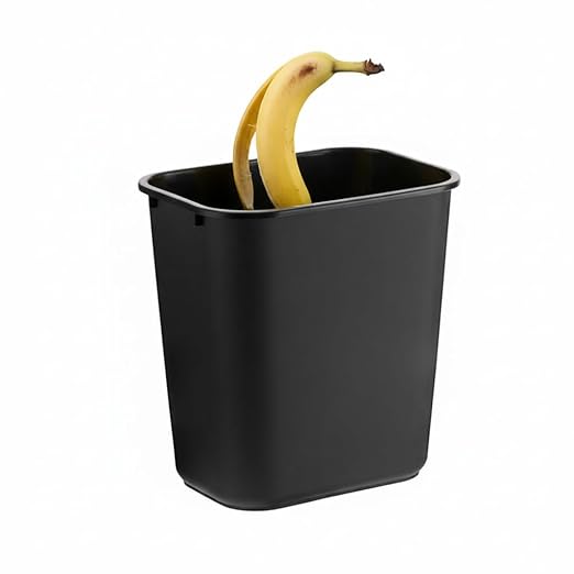 Rectangular Wastebasket, 7 Gallon, Black, 14.5W x 10.5D x 15.1H inches, Stackable