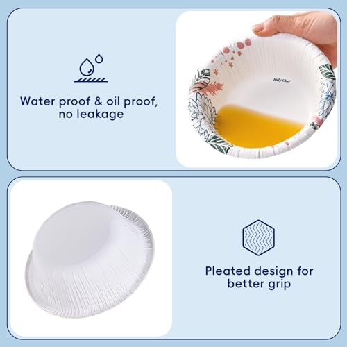 JOLLY CHEF 16 oz Disposable Paper Bowls with Floral Print 156 Count - Image 3