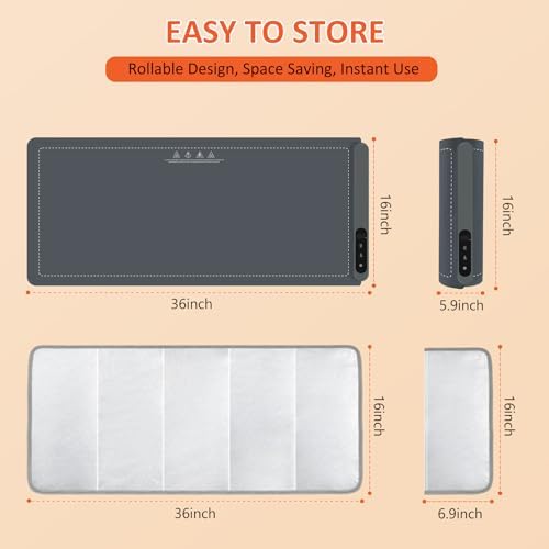 Warming Mat for Food,36"x16" Large Food Warmer Mats for Countertop Gray+Pad - Image 2