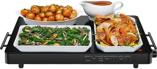 Chefman Electric Warming Tray with Adjustable Temperature Control, Perfect For Buffets, Restaurants, Parties, Events, and Home Dinners, Large 21” x 16” Glass-Top Surface Keeps Food Hot – Black by Chefman