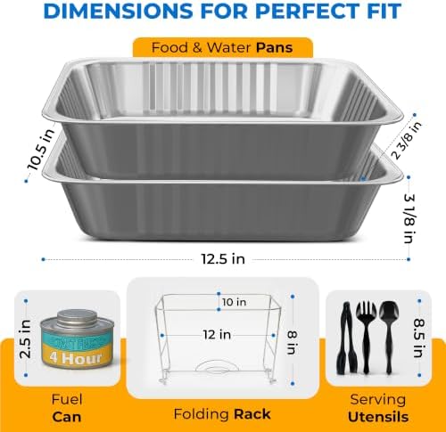 Disposable Chafing Dish Buffet Set, 6 Pack Half Size 10 x 12 Inch Food Pans - Image 2