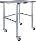 Stainless Steel Work Table Open Base & Wheels | Work Station | Metal Work Bench (Stainless Steel Work Table Open Base + Casters) (36" Long x 30" Deep)