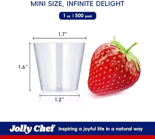 JOLLY CHEF 500 Pack 1 oz Plastic Shot Glasses, Disposable Tasting Cups - Image 2