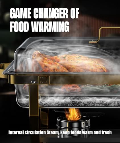 Chafing Dishes for Buffet 4 Pack, 9QT [No Fingers Cut] Roll Edge Designed Chafing Dish Buffet Set [Mirror-Like Polished Finish] Food Warmers for Parties, Birthday, Holiday Parties, Church Events, etc - Image 3