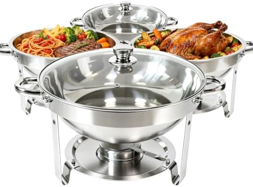 6QT Chafing Dish for Buffet, Food Warmers for Parties with Glass Lid, 4Pack by Unknown