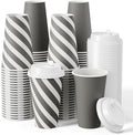 JOLLY CHEF 100 Pack 16 oz Paper Coffee Cups with Lids by JOLLYCHEF