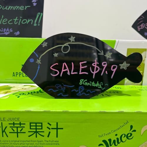 5Pcs Durable Fish Mini Chalkboard Signs, Versatile for Retail Racks, Glass Counters, and Storage Units, Easy to Write and Wipe Out,Price Label,Price Sign - Image 4