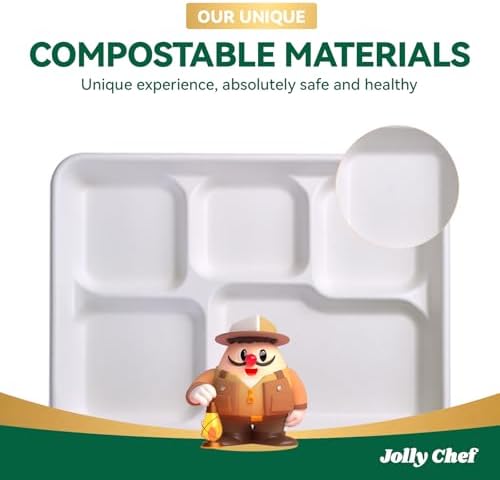 Compostable 5 Compartment Paper Plates 11*8 Inch 100 Pack Divided Plates - Image 7