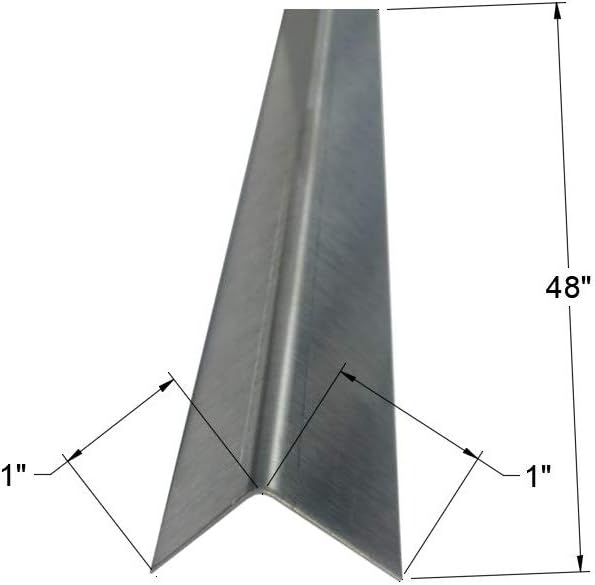 Brushed 304 Stainless Steel Corner Guards, 48" Wall Protectors, 20ga & 16ga, Available in 1/2" to 4", Multi-Pack Options (1, 2, 5, or 10) (1, 1 x 1, 20ga, No Hug Edges)