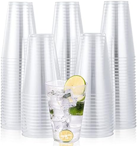 JOLLY CHEF 100 Pack 14 oz Clear Plastic Cups, Disposable Party Cups by JOLLYCHEF