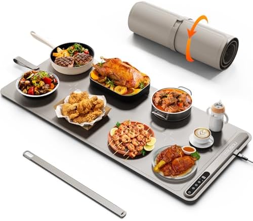 Warming Mat for Food (35"x16") - iTRUSOU Extra Large Electric Warming Tray with 7-Level Temp, 500W High-Power & 99H Timer - Rollable XL Large Food Warming Mat for Parties & Buffet by iTRUSOU