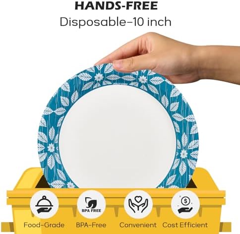JOLLY CHEF 10 inch 140 Pack Disposable Paper Plates Soak Proof, Cut Proof, Microwave Safe for Everyday Use and 200 Pack Disposable Paper Napkins - Image 2