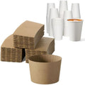 JOLLY CHEF 500 Pack Kraft Sleeves for 10, 12, 16, 20 oz Coffee Cups, 100 Pack Disposable Paper Coffee Cups 12 oz with Brown Sleeves by JOLLYCHEF
