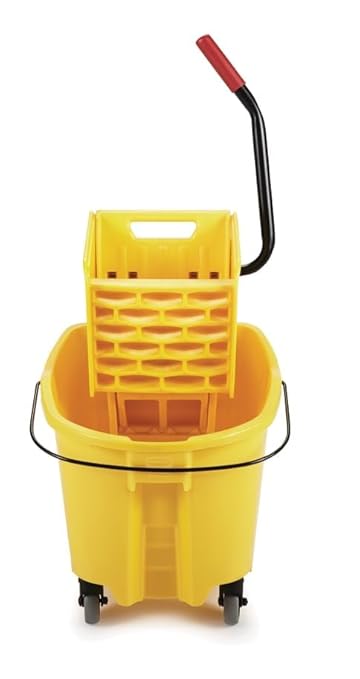 HealSmart 28-Quart Commercial Mop Bucket with Side-Press Wringer & Wheels – Multi-Functional Storage, High Efficiency Dehydration, Anti-Splash Design for Floor Cleaning in Offices, Malls, Yellow