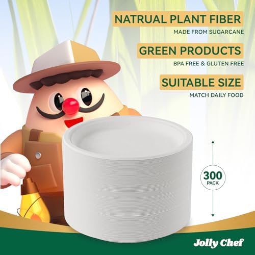 Compostable Heavy Duty 9 Inch 300 Pack Disposable Eco-Friendly Paper Plates - Image 6
