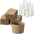 JOLLY CHEF 500 Pack Kraft Sleeves for 10, 12, 16, 20 oz Coffee Cups, 210 Pack Disposable Paper Coffee Cups 16 oz with Brown Sleeves, by JOLLYCHEF