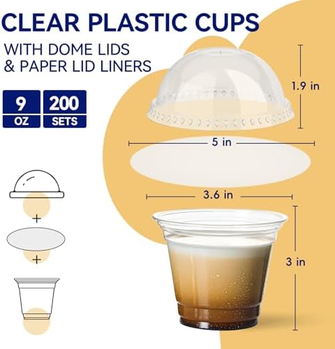 9 oz Plastic Dessert Cups with Lids and Paper Lid Liners 200 Pack - Image 4
