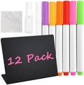 L Shape 12 Pack Mini Chalkboard Signs, Reusable Small Chalkboard Food Labels with 7 Color Markers, Spray Bottle and Cleaning Cloth for Buffet Wedding Party Table Decor by Unknown